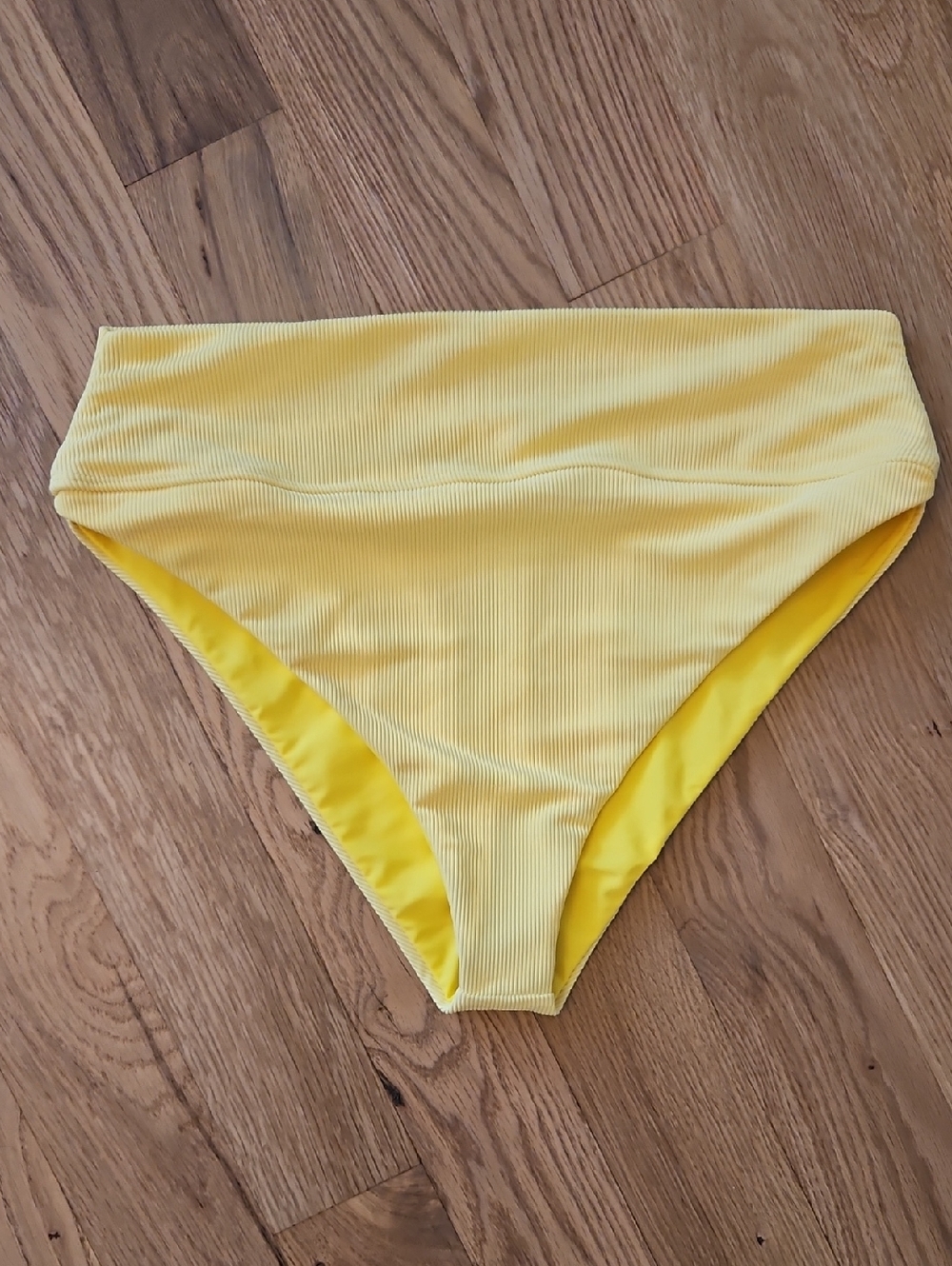 Beach Riot Yellow Ribbed Swim Top Size Xl